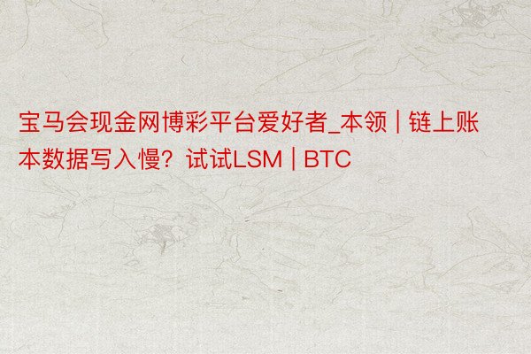 宝马会现金网博彩平台爱好者_本领 | 链上账本数据写入慢？试试LSM | BTC