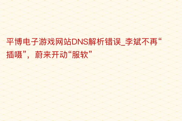 平博电子游戏网站DNS解析错误_李斌不再“插嗫”，蔚来开动“服软”
