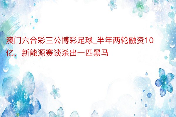 澳门六合彩三公博彩足球_半年两轮融资10亿，新能源赛谈杀出一匹黑马